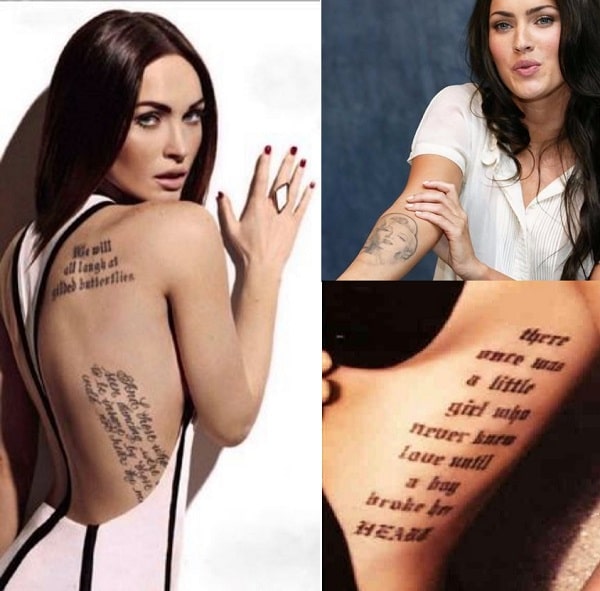 A picture of Megan Fox's four tattoos.
